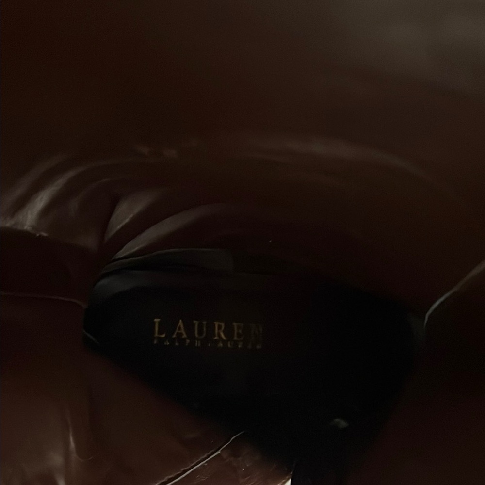 Lauren Ralph Lauren Elegant Brown Crocodile-Embossed Knee-High Boots - Picture 9 of 11